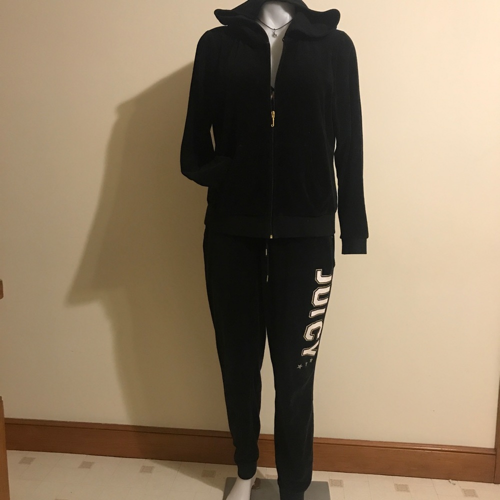 Juicy Couture Black Velour Track Suit Large